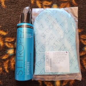 St. Tropez Blue Self Tan Express Bronzing Gel with Blue Velvet Mitt